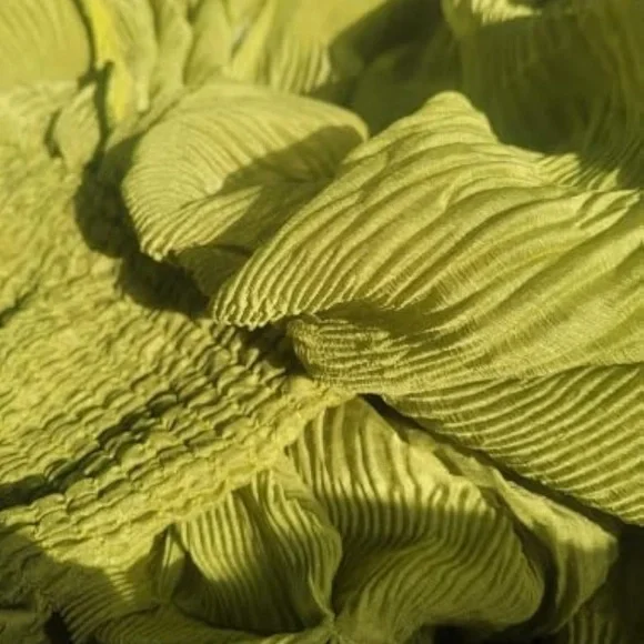 Chartreuse Green Chiffon Long Sleeve Bell Sleeve Top | Brand New | Small - Picture 6 of 9